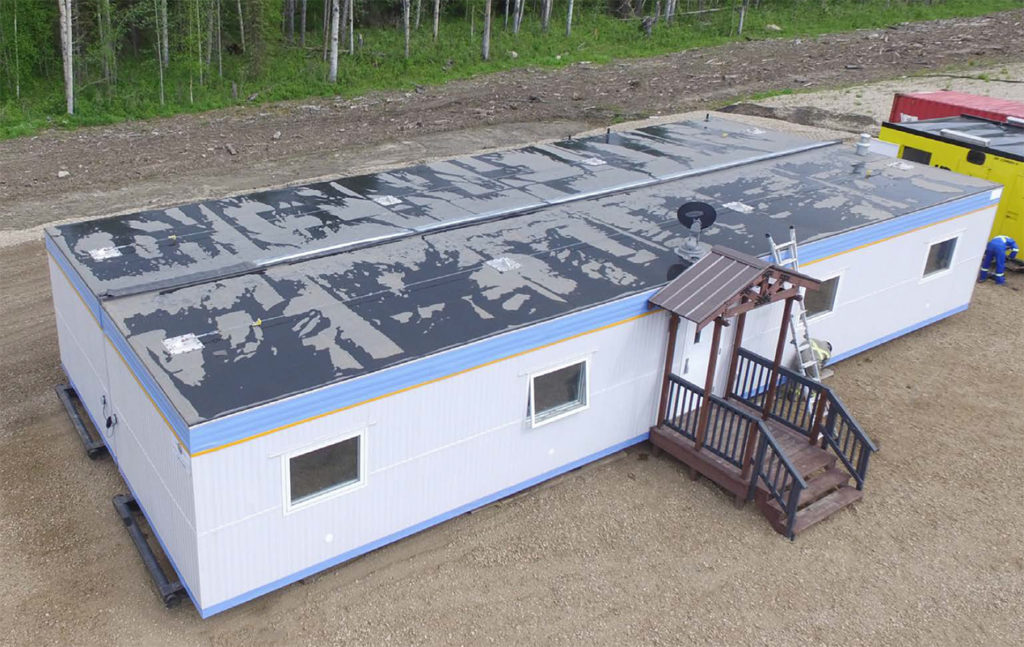 aerial shot of double wide relocatable structure