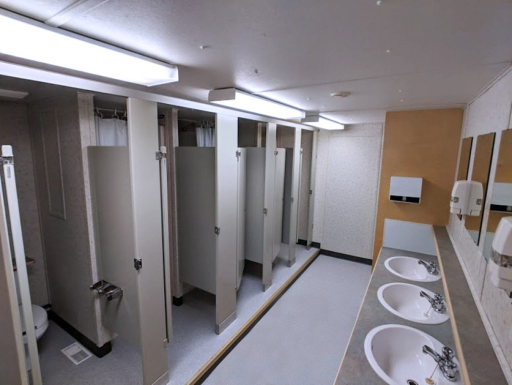 washroom inside relocatable structure