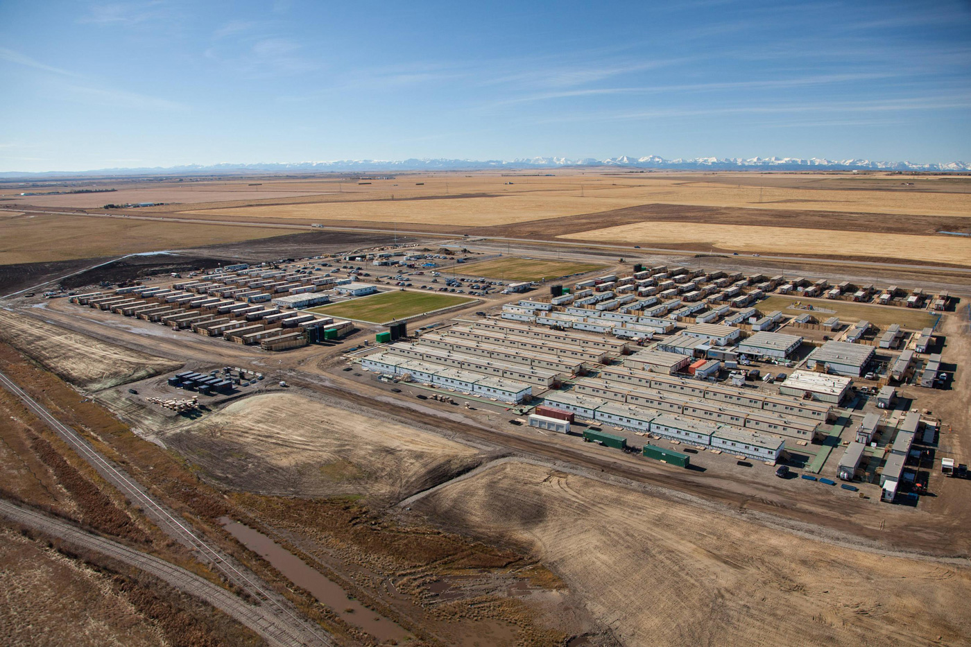 aerial view of emergency camp site exterior